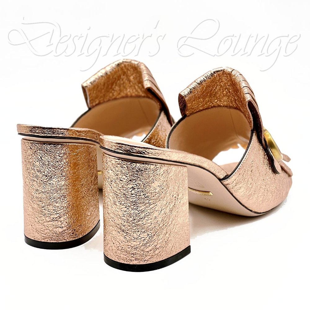 ⚡️SOLD! NEW GUCCI GG Marmont Fringed Galassia Metallic Mules Slides Sandals - Picture 4 of 9